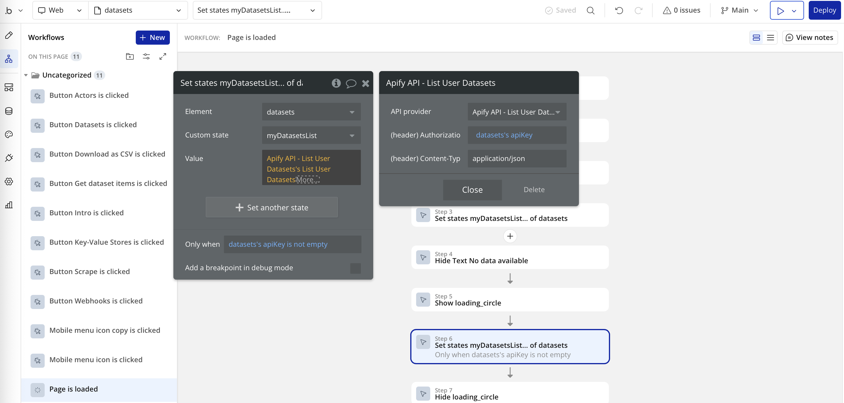 Step 1 - Set variable with user's datasets